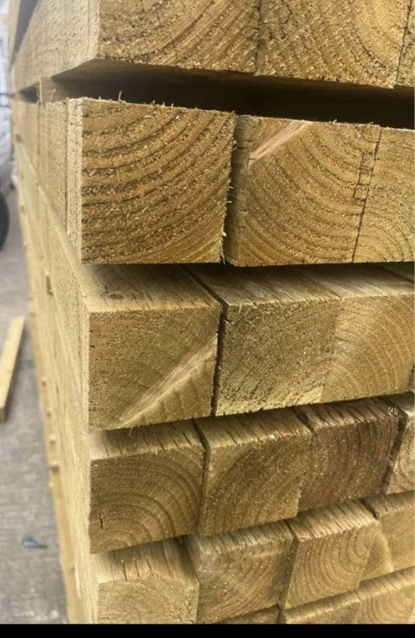 75X75mm (3X3”) UC3 Treated Timber Post @£3.50 a m